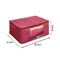 Home Fresh Maroon Solid Saree Organiser image 2