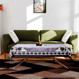 Kuber Industries White 2 Pieces Floral Printed Anti Skid Cotton Rectangle Table Cover-image-26