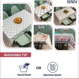 URBAN SPACE Red & White Floral Printed Pure Cotton 4-Seater Square Table Cover image 2