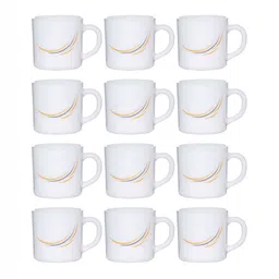 Cello White 12 Pieces Floral Printed Glossy Cups 180 ml image 2