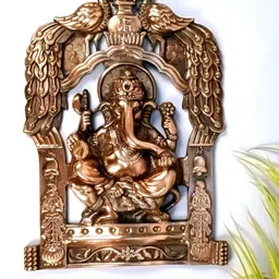 apka mart Bronze Ganesh Textured Metal Wall Hanging Decor-picture-15