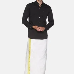 Sethukrishna Men White Solid Readymade Dhoti image 4