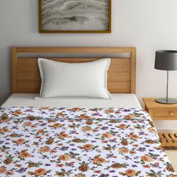 Arrabi White & Beige Floral Mild Winter 300 GSM Single Bed Dohar image 2