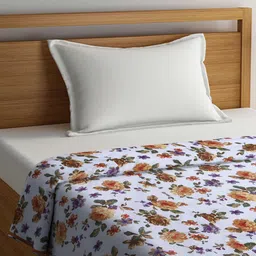 Arrabi White & Beige Floral Mild Winter 300 GSM Single Bed Dohar image 3