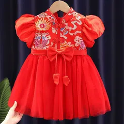 INCLUD Girls Self Design Embroidered Tulle Party Dress-picture-35