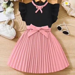 BAESD Girls Ruffle Trim Pleated Hem Belted Fit & Flare Dress-picture-35