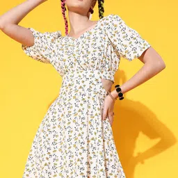 STREET 9 Women Bright Yellow Conversational Dress-image-91