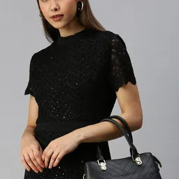 SHOWOFF Black Net A-Line Dress image 1