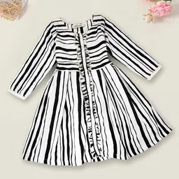 INCLUD Girls Round neck Striped Fit & Flare Dress-image-30