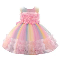 StyleCast Girls Pink & Blue Floral Applique Sleeveless Balloon Dress-picture-46