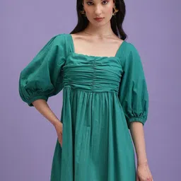 Tokyo Talkies Puff Sleeve Fit & Flare Dress-image-32
