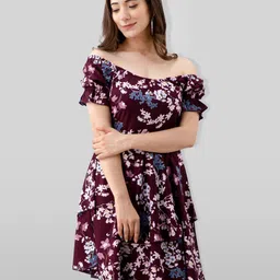 all about you Women Floral Printed Fit & Flare Above Knee Dress-image-27
