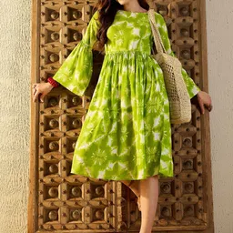 MABISH by Sonal Jain Tie and Dye Dyed Bell Sleeves Fit & Flare Dress-picture-34