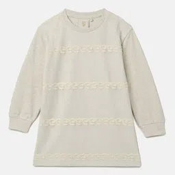 BYB PREMIUM Girls Beige Lace Inserted Pure Cotton Jumper Dress-image-35