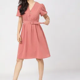 Tokyo Talkies Pink A-Line Dress-image-34