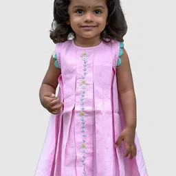 Little Llama Embroidered Cotton A-Line Dress-picture-11