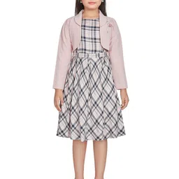 Peppermint Girls Checked Round Neck Fit & Flare Dress With Jacket-picture-18