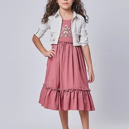 Peppermint Girls Floral Embroidered A-Line Dress image 1