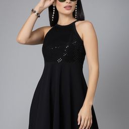Style Quotient Sequinned Embellished Fit & Flare Dress-picture-29
