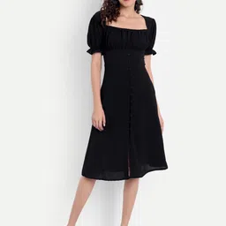 Emprall Black Off-Shoulder Crepe Dress-picture-19