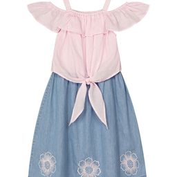 Budding Bees Girls Cold-Shoulder Denim Fit & Flare Dress-picture-24