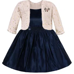 Wish Karo Girls Sequinned Embellished Silk Fit & Flare Dress With Jacket-picture-32