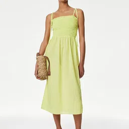 Marks & Spencer Shoulder Straps Pure Cotton Fit & Flare Dress-picture-23