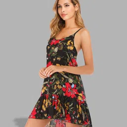JC Collection Black Floral A-Line Dress-image-51