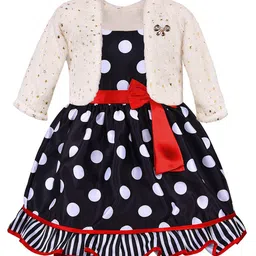 Wish Karo Girls Polka Dot Printed Cotton Fit & Flare Dress With Jacket-picture-45