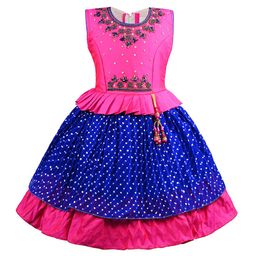 Wish Karo Girls Ethnic Motifs Printed Sequined Georgette Fit & Flare Dress-picture-43