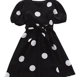 StyleCast x Revolte Girls Black Polka Dot Print Fit & Flare Dress-image-53
