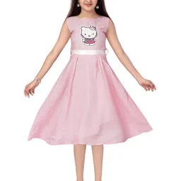 Aarika Striped Hello Kitty Printed Sleeveless Fit & Flare Knee Length Dress-picture-49