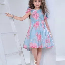 Peppermint Girls Floral Printed Smocked Fit & Flare Dress-image-71