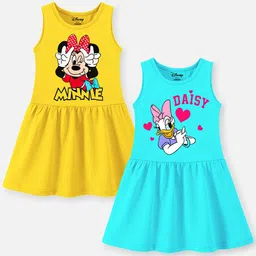 YK Disney Girls Pack of 2 Cartoon Characters Printed Fit & Flare Dress-image-36