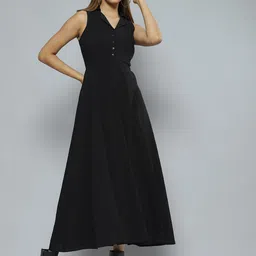 DENNISON Black Georgette Maxi Dress-picture-3