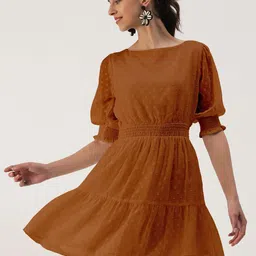 DressBerry Boat Neck Georgette A-Line Dress-picture-34