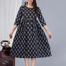 BAESD Ethnic Motifs Printed Maternity Fit & Flare Midi Ethnic Dress-picture-34