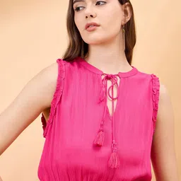 all about you Tie-Up Neck Crepe Fit & Flare Dress image 2