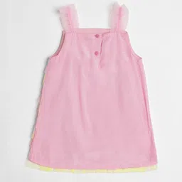 Nauti Nati Girls Self Design Shoulder Straps Layered Ruffles Net A-Line Dress image 2