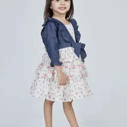 Peppermint Girls Printed Satin Fit & Flare Dress image 3