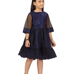 BAESD Girls Embellished Sequinned Net Fit & Flare Dress image 3