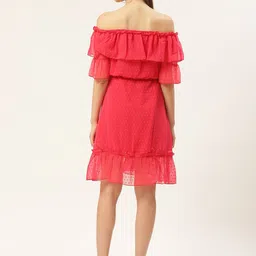 DODO & MOA Self Design Off-Shoulder A-Line Dress image 2