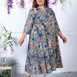 KALINI Floral Print A-Line Dress image 4