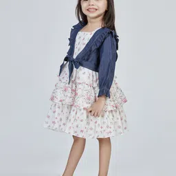 Peppermint Girls Printed Satin Fit & Flare Dress image 4