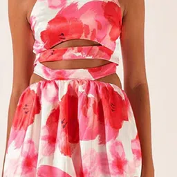 LULU & SKY Floral Print Cut-outs Fit & Flare Dress image 4