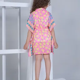 Peppermint Girls Flower Printed Extended Sleeve Kaftan Dress image 5