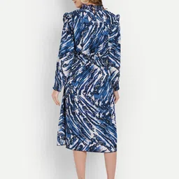 Rediscover Fashion Women Navy Blue Printed Crepe A-Line Dress image 5