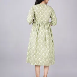 BAESD Ethnic Motifs Printed Maternity Fit & Flare Midi Ethnic Dress image 5