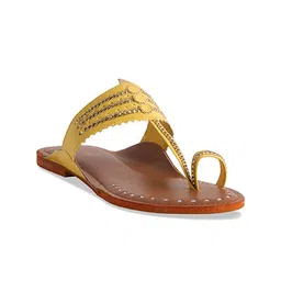 ERIDANI Embellished Kolhapuri One Toe Flats image 1