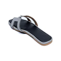 Dapper Feet-Fancy Nancy H Style Textured Open Toe Flats image 4